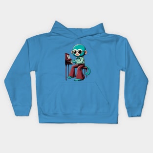 Groovy 70s Piano-Playing Monkey - Colorful Cartoon Vector Art Kids Hoodie